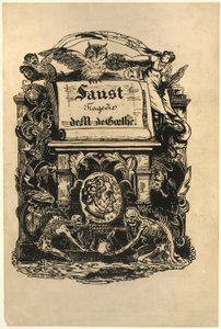 Portretmedaillon van Goethe, titelpagina uit Faust door Achille Devéria