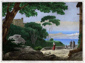 Meer van Albano (gravure, ca. 1820) door Achille Etna Michallon