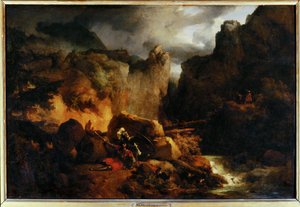 Landschap. De dood van Roland in 778 - Landschap. Dood van Roland in 778 ... door Achille Etna Michallon