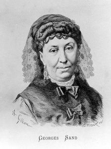Portret van George Sand (Aurore Dupin, Barones Dudevant) (1804-1876) door A. Gilbern