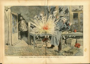 Illustratie van Achille Lemot (1846-1909) in Le Pelerin, 05/08/06 - Koerier La Poste, Bom - Postbode door Achille Lemot