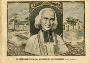 Illustratie van Achille Lemot in Le Pelerin, 06/03/04 - De eerbiedwaardige pastoor van Ars, zijn kerk en zijn pastorie - Religie, Kerken, Katholicisme - Pastorie - Pastoor van Ars (Abbe Vianney) door Achille Lemot