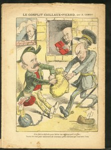 Illustratie van Achille Lemot (1846-1909) in Le Pelerin, 07/03/09 - Het Caillaux-Picard Conflict - Belastingen, Inkomstenbelasting - Combes Emile (1835-1921), Clemenceau George, Caillaux Joseph (1863-1944) door Achille Lemot