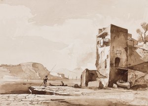 Mogelijk een uitzicht vanaf Posillipo, met Vesuvius in de verte, met toevoegingen door een Borbone-leerling