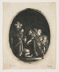 Salome ontvangt het hoofd van Sint Jan, gegraveerd door Hendrik Goudt, ca. 1607-09