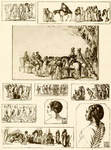 Rondedansen, hoofdstudies en groepen figuren door Adam Elsheimer