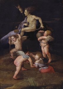 Heks rijdt achteruit op een geit door Adam Elsheimer