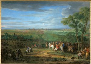 Aankomst van Louis XIV in het kamp voor Maastricht, juni 1673 ... door Adam Frans van der Meulen