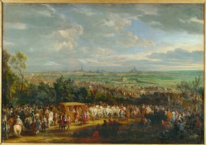 Intocht van Louis XIV en Marie Therese van Oostenrijk in Arras ... (schilderij op doek) door Adam Frans van der Meulen