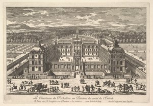 Het kasteel van Richelieu in Poitou vanaf de ingangszijde, 17e eeuw door Adam Perelle