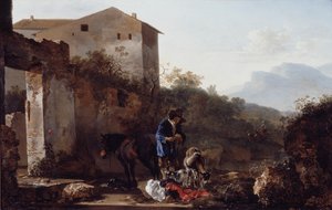 Landschap met een geitenhoeder
