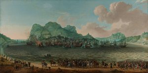 Overwinning op de Spanjaarden bij Gibraltar door een vloot onder bevel van admiraal Jacob van Heemskerck, 25 april 1607 door Adam Willaerts (signed by artist)