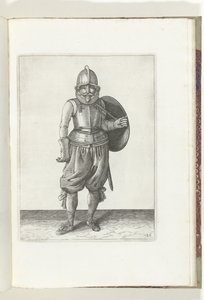 De exercitie met schild en spies: de soldaat brengt met zijn linkerarm het schild terug op de rug (nr. 26), 1618