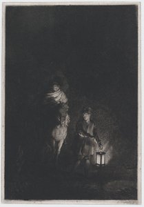 Ruiter en jongen met lantaarn, 1797 door Adam von Bartsch