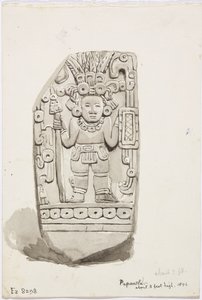 Een stenen standbeeld uit Papantla door Adela Breton
