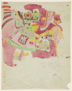 Schildering van een fresco uit de buitenkamer, Penafiel, Teotihuacan, Mexico