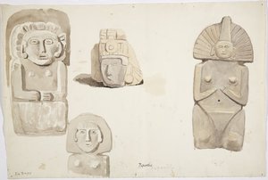 Stenen beelden van Papantla, Mexico door Adela Breton