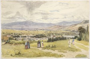 Uitzicht op Tlaxcala en Ixtaccihuatl in Mexico door Adela Breton
