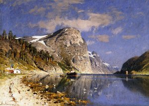Een stoomboot in de Sognefjord