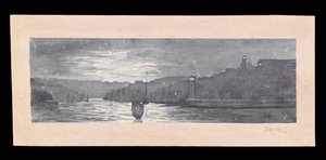 De monding van de Tyne, met Noord- en Zuid-Schields, bij maanlicht, c.1840