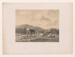 Landschap met vee door Adolf Carel Nunnink