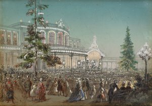 Viering van het 25-jarig jubileum van de Tsarskoe Selo-spoorweg op het Pavlovsk treinstation concertzaal, 1862
