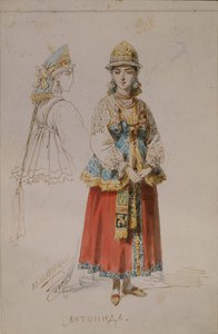 Kostuumontwerp voor de opera Een leven voor de tsaar door M. Glinka, 1867
