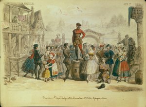 Toneelontwerp voor het ballet La Esmeralda door C. Pugni door Adolf Charlemagne