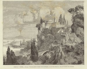 Griekenland en Rome - Rome: Landschap aan zee bij Kaap Miseno met Vesuvius op de achtergrond door Adolf Closs