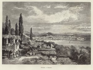 Italië - Triëst. Gravure door A Clos door Adolf Closs