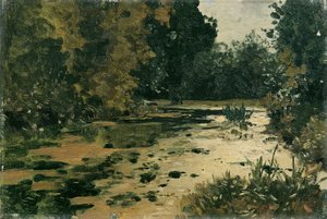 Bosvijver door Adolf Gustav Ditscheiner