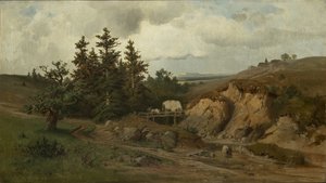 Landschap met een houten brug