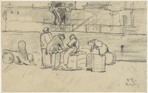 Werklui bij kade te Rotterdam door Adolf le Comte