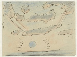 Wolkenstudie met zon door Adolf le Comte