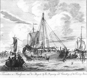 „Toemaaken en fictaljeeren van de buysch“ (nr. 4 uit de serie Haringvangst) door Adolf van der Laan