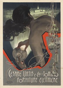 Reclameposter voor het Italiaanse verlichtingsbedrijf Cesare Urtis & Co. uit Turijn