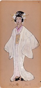 Kostuum van het personage Cio-Cio-San voor de opera "Madame Butterfly" van Giacomo Puccini