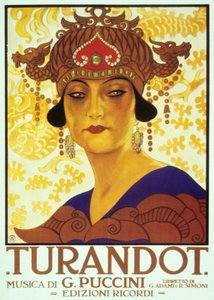 Omslag door Anon van partituur van opera Turandot door Giacomo Puccini