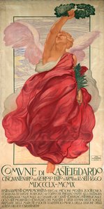 Poster voor de vijftigste verjaardag van de slag bij Castelfidardo door Adolfo de Carolis