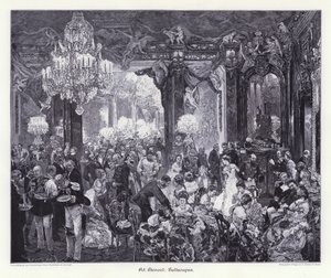 Bal diner (gravure) door Adolph Friedrich Erdmann von (after) Menzel