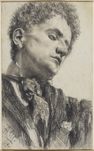 Hoofd van een jonge man door Adolph Menzel