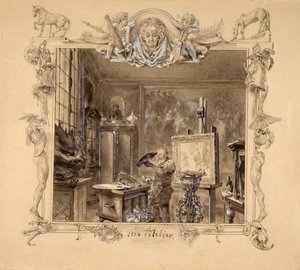 Zijn Atelier, 1890 door Adolph Menzel