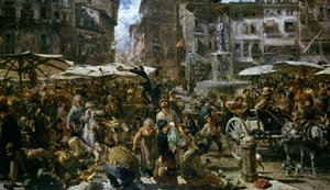 De Markt van Verona door Adolph Menzel