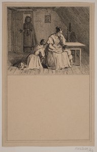 Een arme familie. Nr. 25 in Chr. Winther en M. Rørbye, "25 Afbeeldingen voor kleine kinderen" door Johan Adolph Kittendorff