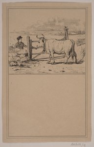 Koen og drengen. Nr. 12 in Chr. Winther og M. Rørbye, "25 Billeder for små børn"