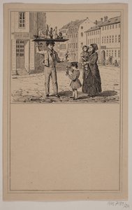 De man met de pop. Nr. 23 in Chr. Winther en M. Rørbye, "25 Afbeeldingen voor kleine kinderen" door Johan Adolph Kittendorff