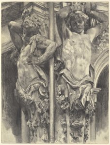Atlanten op het muurpaviljoen van de Dresdner Zwinger door Adolph Menzel