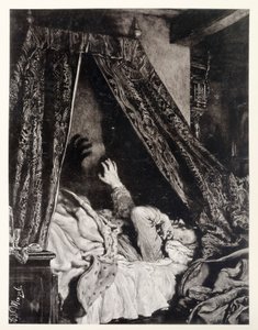 Adams pijnlijke droom, bij "De gebroken kruik" van Heinrich von Kleist door Adolph Menzel