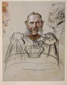 Generaal Karl graaf von der Groeben. Studie voor het schilderij “Kroning van Wilhelm I in Königsberg” door Adolph Menzel