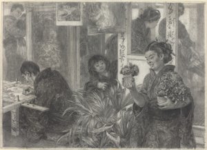 Japanse Kunstenaar aan het Werk door Adolph Menzel